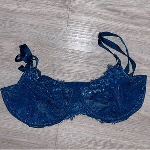 Victoria's Secret Dream Angels Push Up without Padding Blue Sheer Lace Bra 38DDD